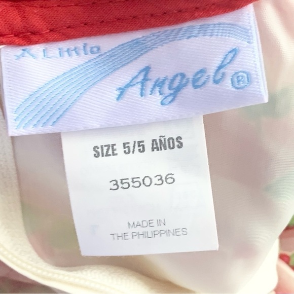 SALE! LITTLE ANGELS Dress Red Rose Print Velvet Collar and Bow Size 5 - Picture 7 of 9